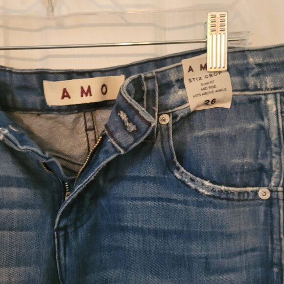 Ladies AMO Stix Crop Mid Rise Ankle Skinny Jeans - Picture 6 of 7